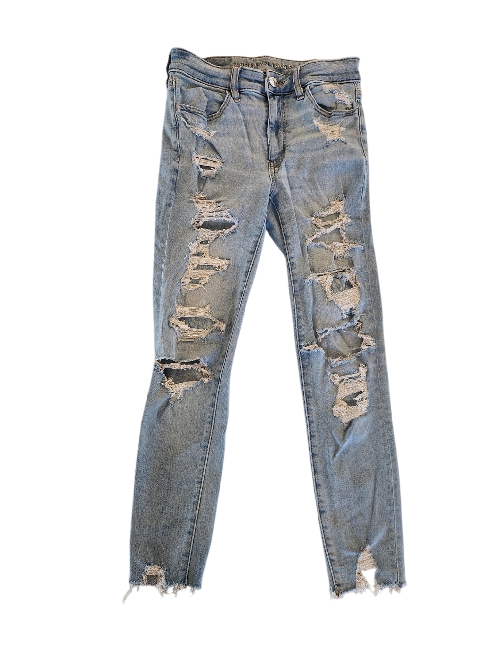 American Eagle | High Rise | Light Wash Distressed Skinny Jeggings Women's 6